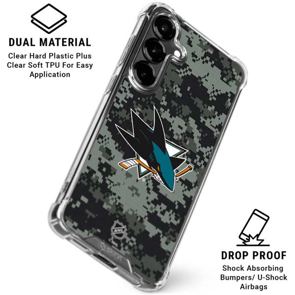 NHL San Jose Sharks Camo Galaxy S26 Plus Clear Case