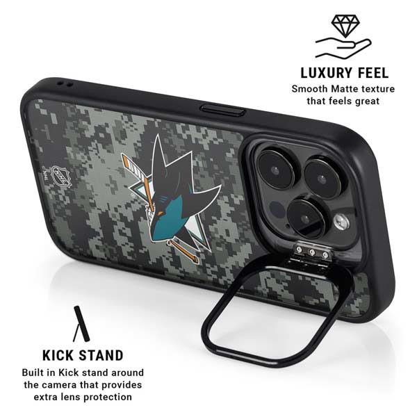 NHL San Jose Sharks Camo iPhone 14 Pro Kickstand Case