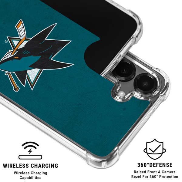 NHL San Jose Sharks Distressed Galaxy S26 Clear Case