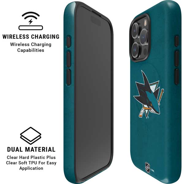 NHL San Jose Sharks Distressed iPhone 16 Pro Magsafe Impact Case