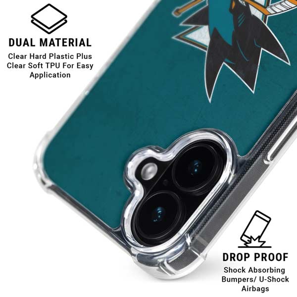 NHL San Jose Sharks Distressed iPhone 17 Clear Case