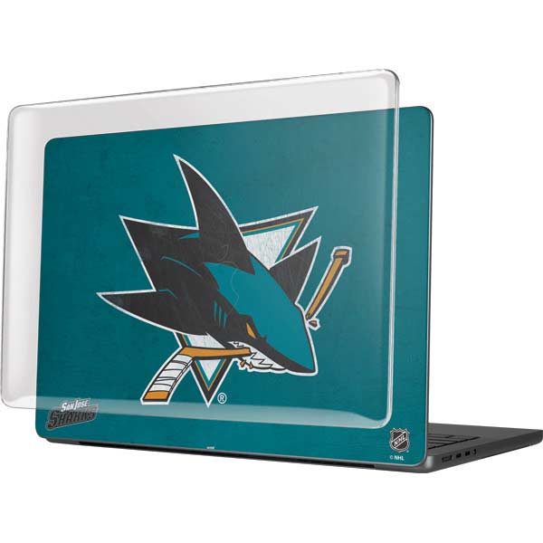 NHL San Jose Sharks Distressed MacBook Pro 14in (2021-24) Case plus Skin