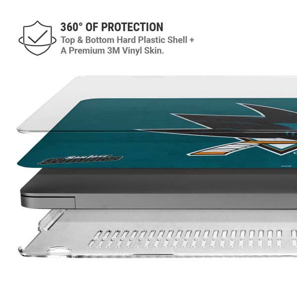 NHL San Jose Sharks Distressed MacBook Pro 14in (2021-24) Case plus Skin