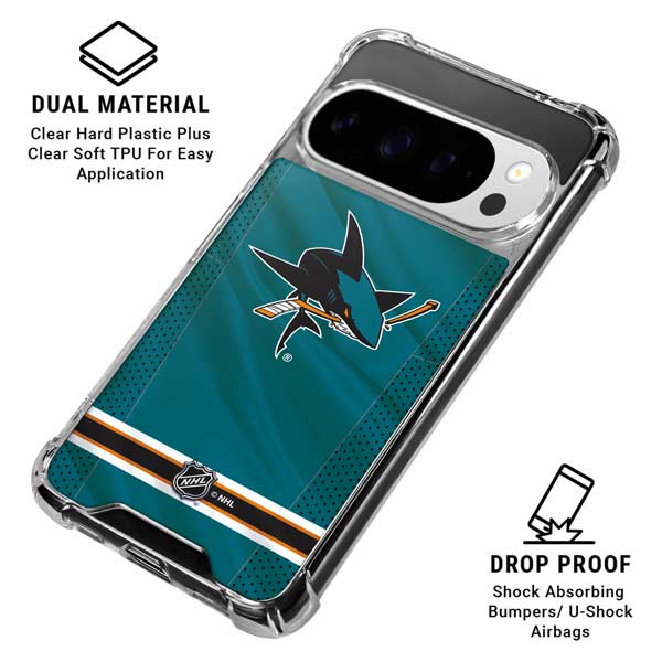 NHL San Jose Sharks Home Jersey Google Pixel 10 Pro Clear Case