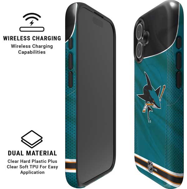 NHL San Jose Sharks Home Jersey iPhone 16 Plus Magsafe Impact Case