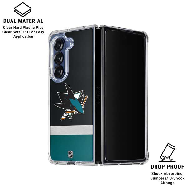 NHL San Jose Sharks Jersey Galaxy Z Fold7 Clear Case