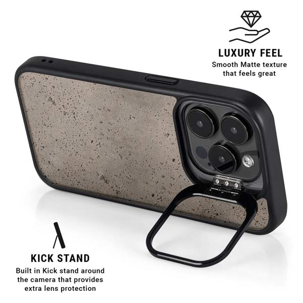 Sandstone Concrete iPhone 14 Pro Kickstand Case