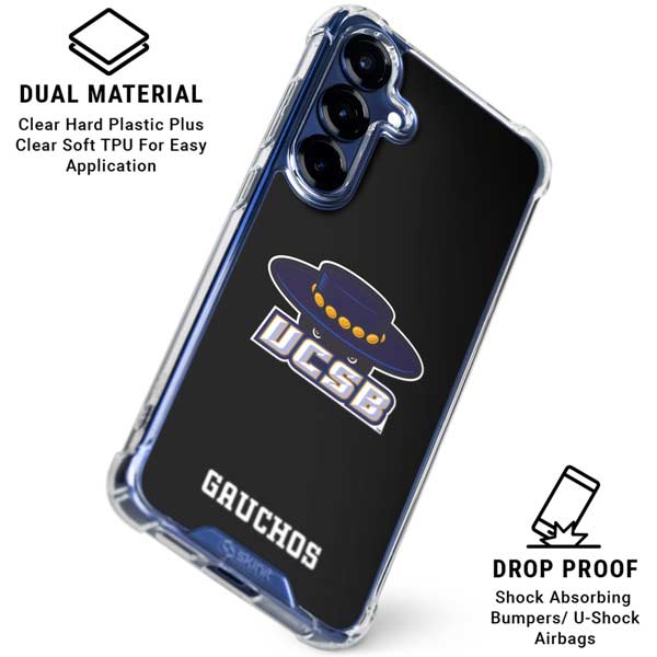 University of California-Santa Barbara UCSB Gauchos Black Galaxy S25 Plus Clear Case