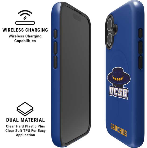 University of California-Santa Barbara UCSB Gauchos Blue iPhone 16 Magsafe Impact Case
