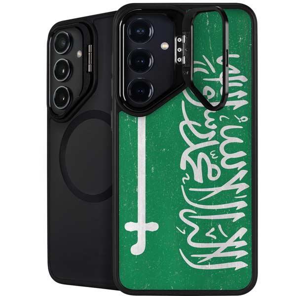 Saudi Arabia Flag Distressed Galaxy S25 Plus Kickstand Case