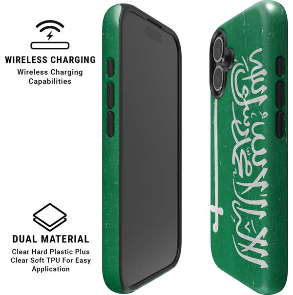 Saudi Arabia Flag Distressed iPhone 16 Magsafe Impact Case