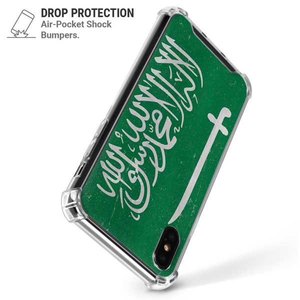 Saudi Arabia Flag Distressed iPhone X/XS Clear Case