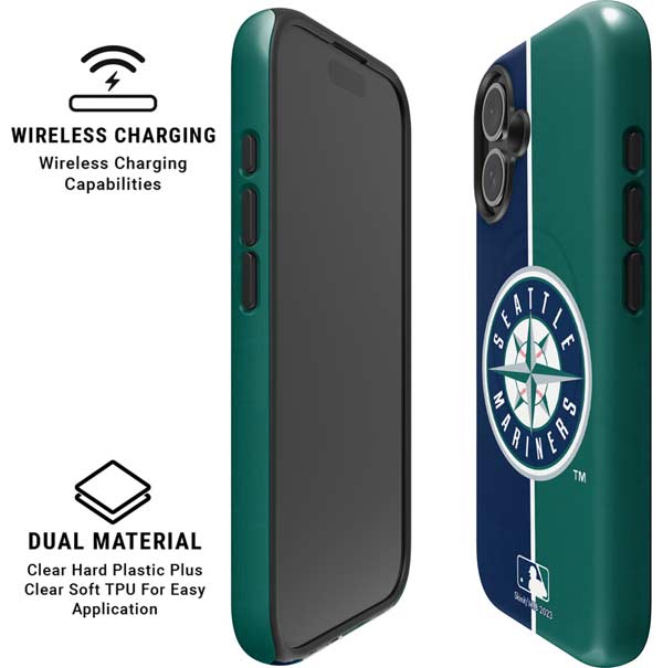MLB Seattle Mariners Split iPhone 16 Magsafe Impact Case