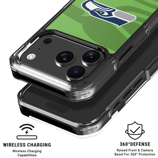 NFL Seattle Seahawks Double Vision iPhone 17 Pro Clear Case