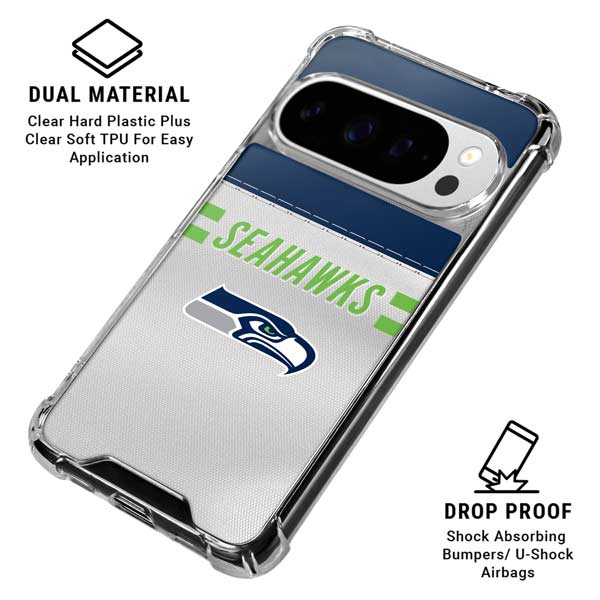 NFL Seattle Seahawks White Striped Google Pixel 10 Pro Clear Case