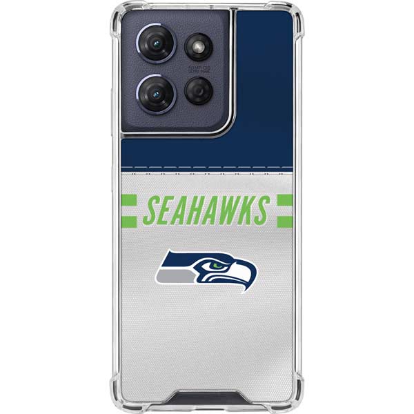 NFL Seattle Seahawks White Striped Moto G 5G (2025) Clear Case