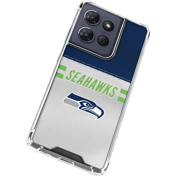NFL Seattle Seahawks White Striped Moto G 5G (2025) Clear Case