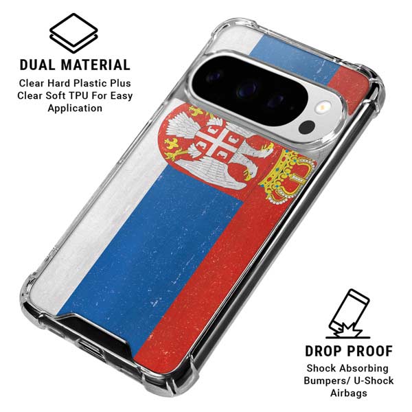 Serbia Flag Distressed Google Pixel 10 Pro Clear Case