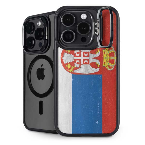 Serbia Flag Distressed iPhone 14 Pro Kickstand Case