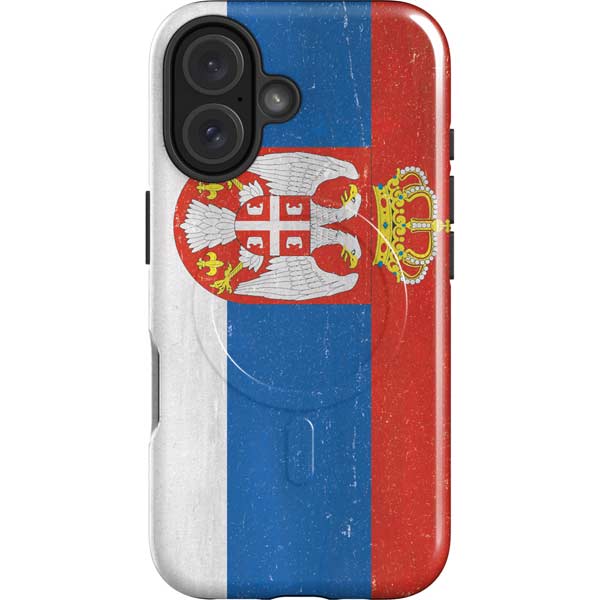 Serbia Flag Distressed iPhone 16 Magsafe Impact Case