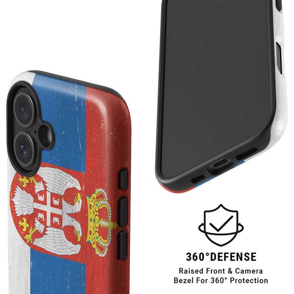 Serbia Flag Distressed iPhone 16 Magsafe Impact Case