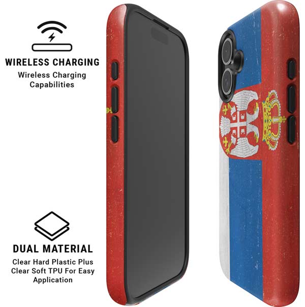 Serbia Flag Distressed iPhone 16 Magsafe Impact Case