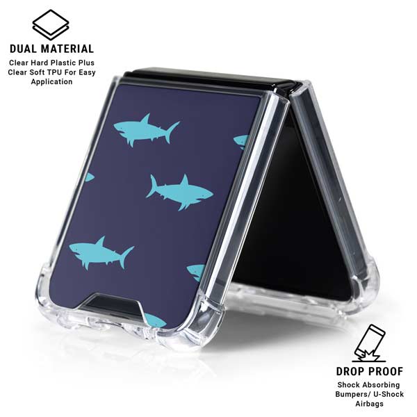 Shark Print Galaxy Z Flip7 Clear Case
