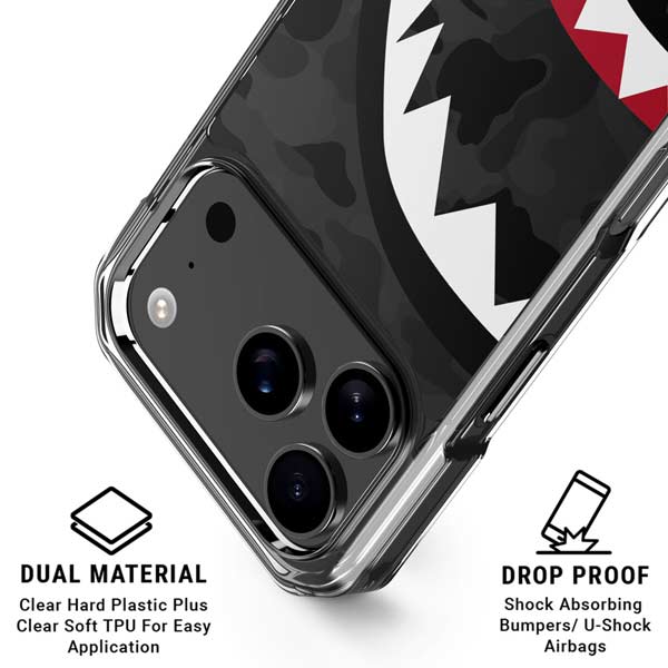 Shark Teeth Grey Street Camo iPhone 17 Pro Clear Case