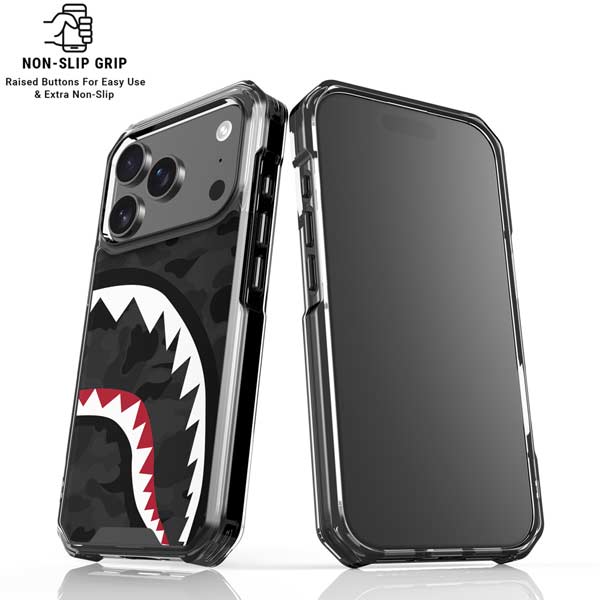 Shark Teeth Grey Street Camo iPhone 17 Pro Clear Case