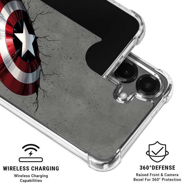 Marvel Captain America Shield Break Galaxy S26 Plus Clear Case