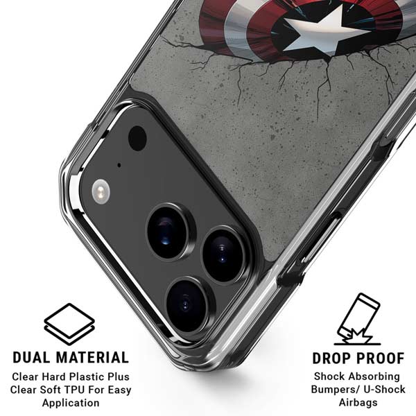 Marvel Captain America Shield Break iPhone 17 Pro Clear Case