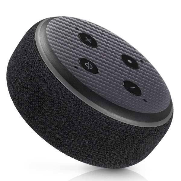 Silver Carbon Fiber Specialty Texture Material Amazon Echo Dot Skin
