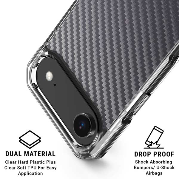 Silver Carbon Fiber Specialty Texture Material iPhone 17 Air Clear Case
