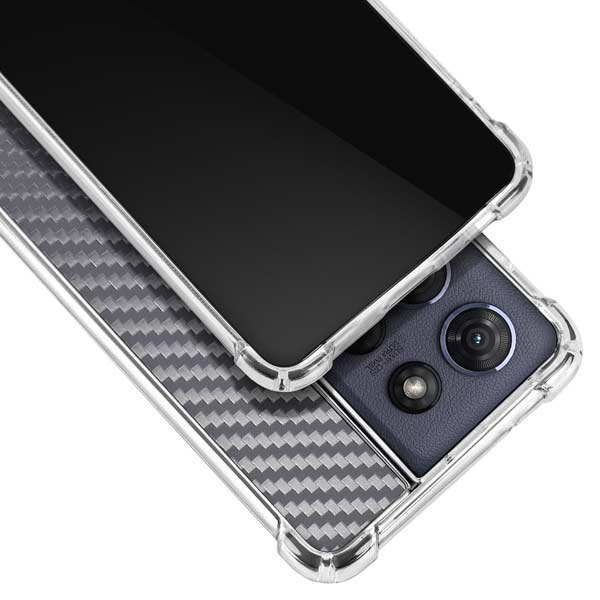 Silver Carbon Fiber Specialty Texture Material Moto G Power 5G (2025) Clear Case