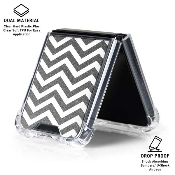 Silver Chevron Galaxy Z Flip7 Clear Case
