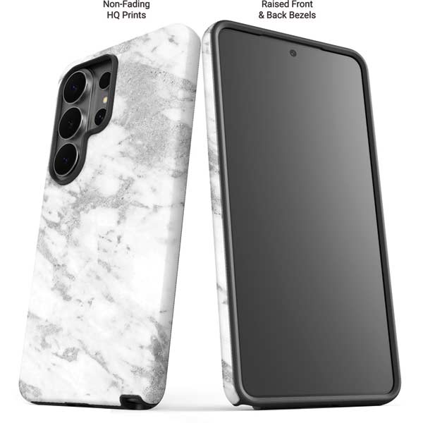 Silver Marble Galaxy S26 Ultra Impact Case