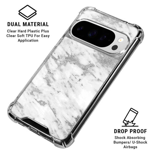 Silver Marble Google Pixel 10 Pro XL Clear Case