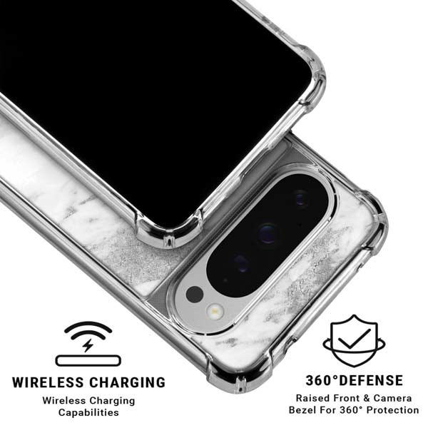 Silver Marble Google Pixel 10 Pro XL Clear Case