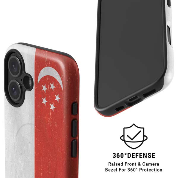 Singapore Flag Distressed iPhone 16 Magsafe Impact Case