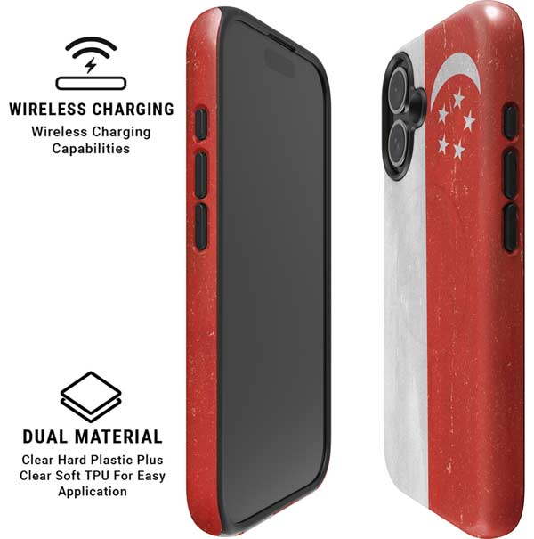 Singapore Flag Distressed iPhone 16 Magsafe Impact Case