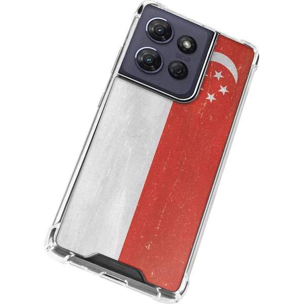 Singapore Flag Distressed Moto G 5G (2025) Clear Case