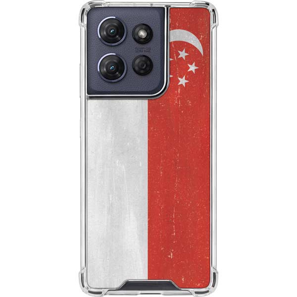 Singapore Flag Distressed Moto G Power 5G (2025) Clear Case