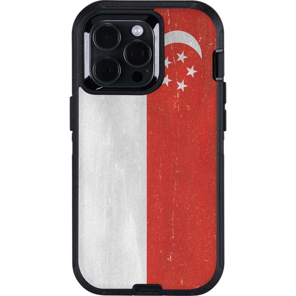 Singapore Flag Distressed Otterbox Defender iPhone Skin