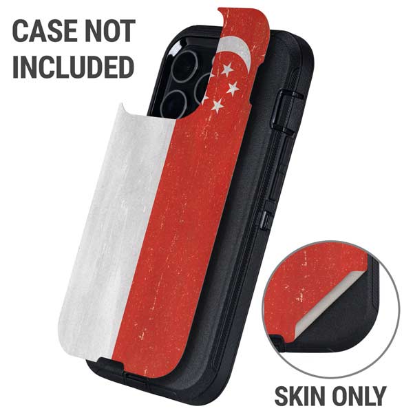 Singapore Flag Distressed Otterbox Defender iPhone Skin