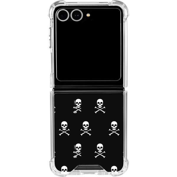 Skull and Crossbones (white) Galaxy Z Flip7 Clear Case