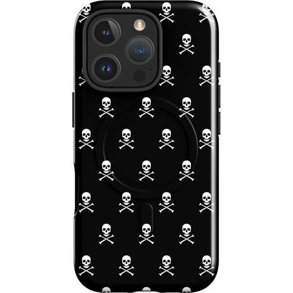 Skull and Crossbones (white) iPhone 16 Pro Magsafe Impact Case