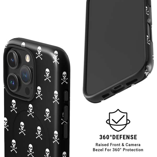 Skull and Crossbones (white) iPhone 16 Pro Magsafe Impact Case