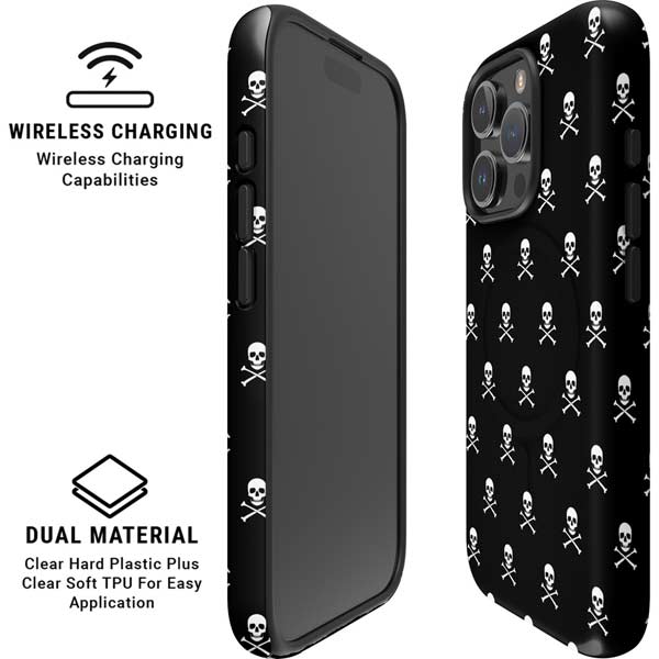 Skull and Crossbones (white) iPhone 16 Pro Magsafe Impact Case