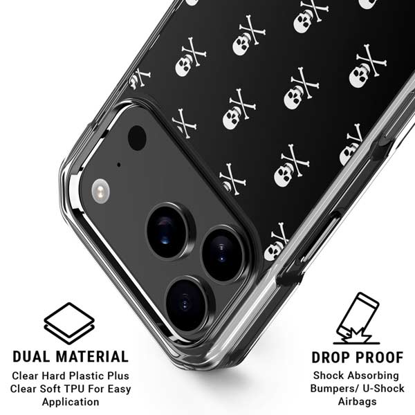 Skull and Crossbones (white) iPhone 17 Pro Clear Case
