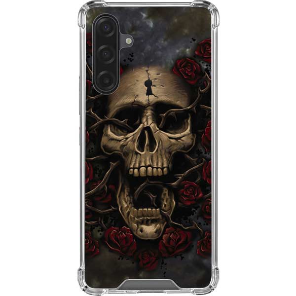 Liquid Blue Skull Entwined with Roses Galaxy Cases